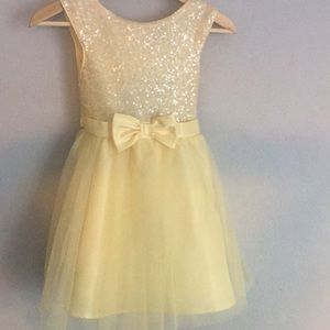 Girls Yellow Sparkly Dress